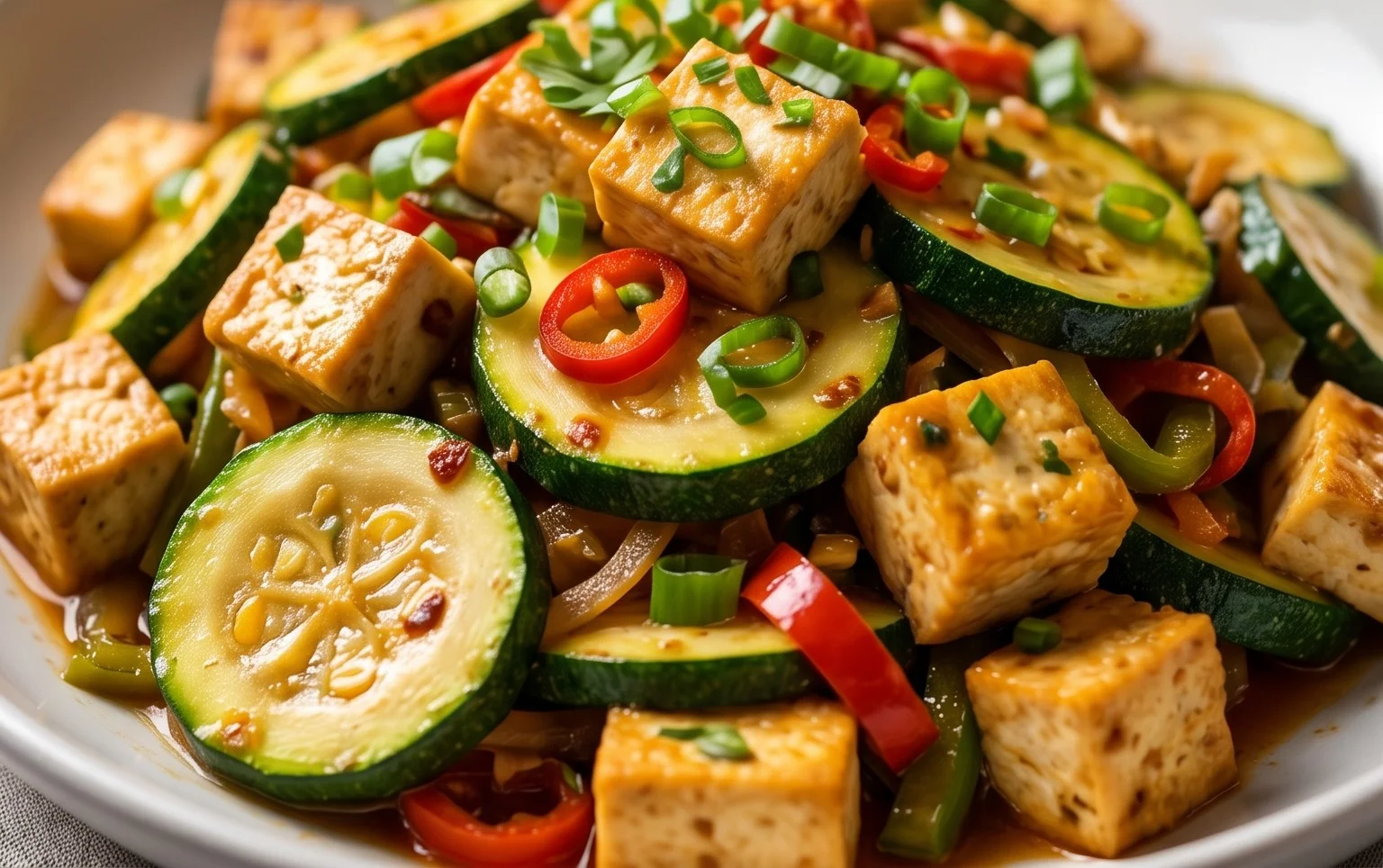 Zucchini Stir Fry With Tofu (Vegan)
