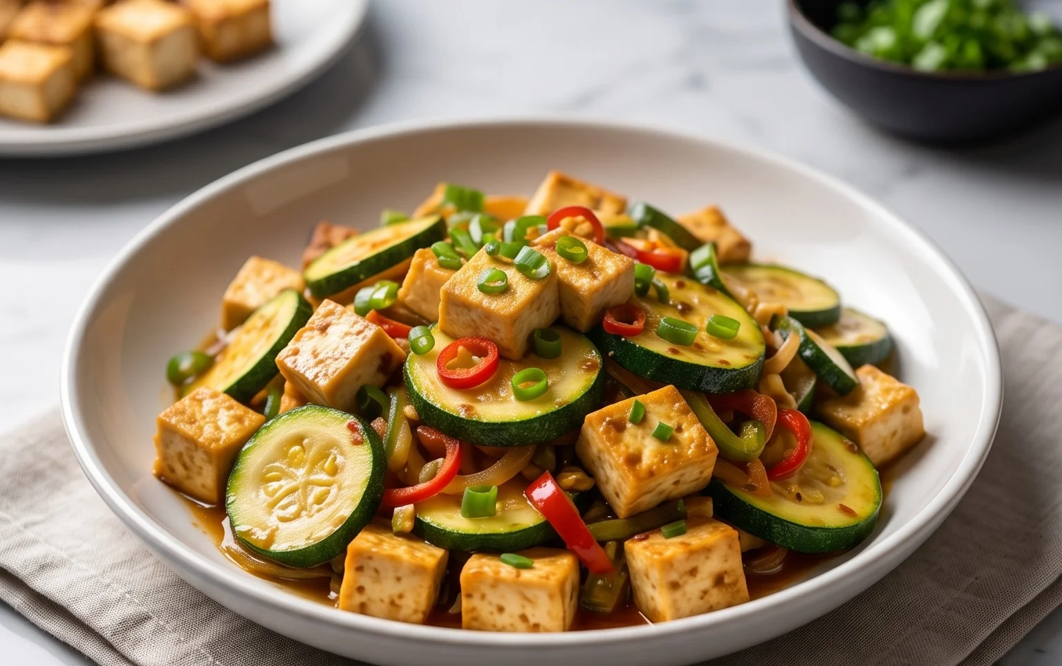 Zucchini Stir Fry With Tofu (Vegan)