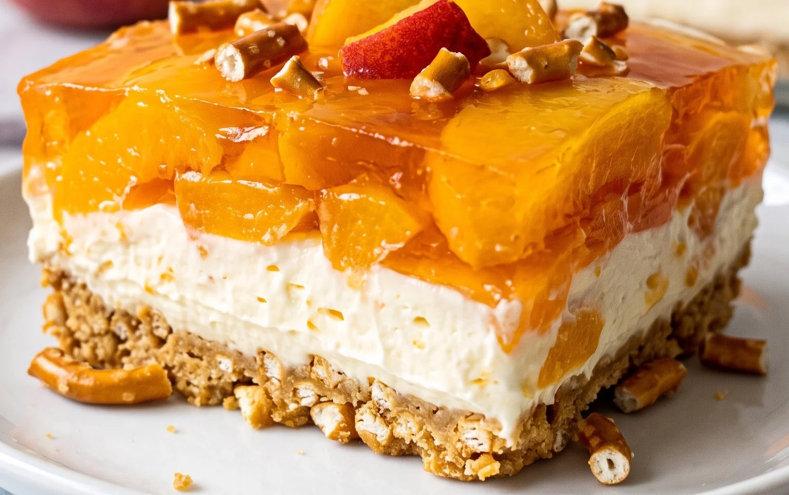Peach Pretzel Salad Dessert