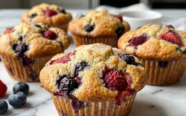 Bakery Style Mixed Berry Muffins | with Frozen Berries