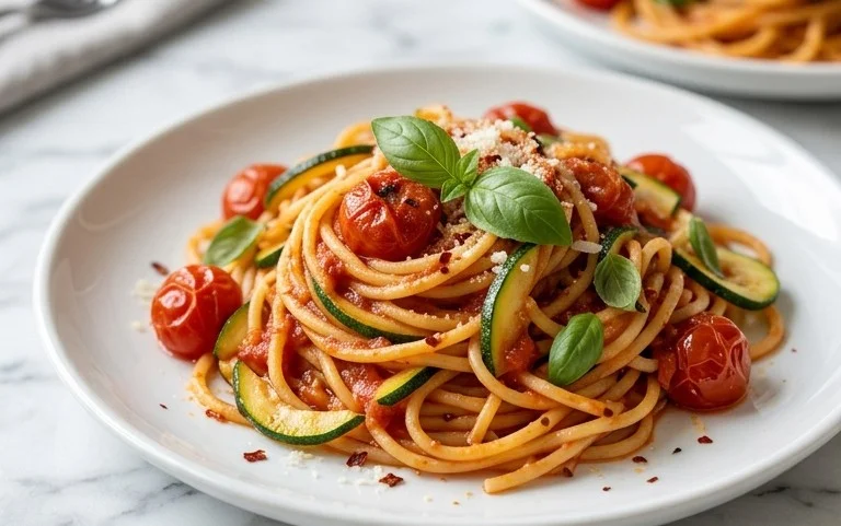 Healthy Tomato Zucchini Pasta