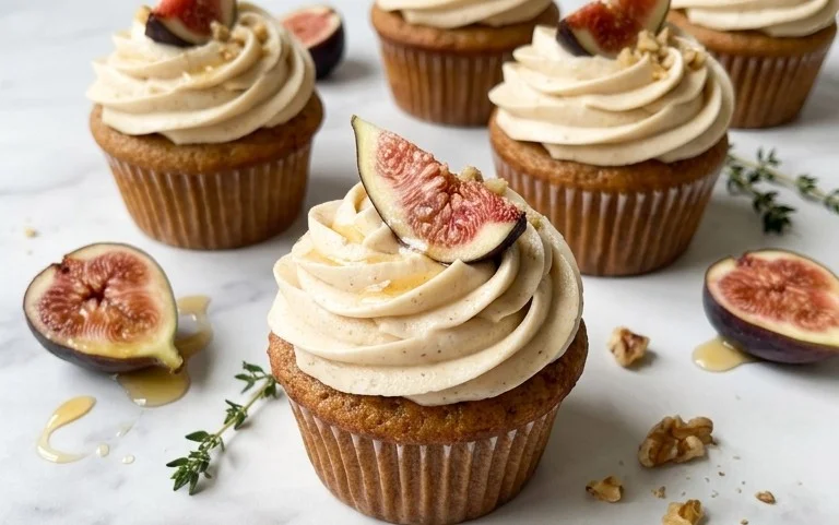 Fig Cupcakes with Honey Cream Cheese Frosting