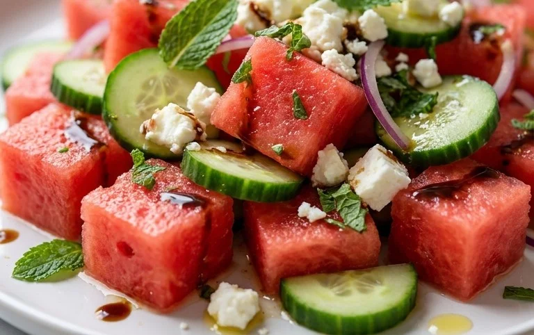 Watermelon Salad with Cucumber and Feta