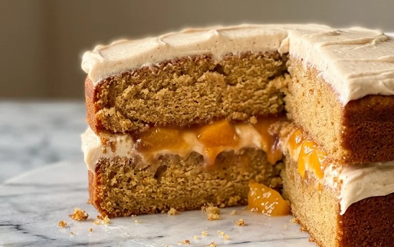 Brown Sugar Layer Cake with Peach Filling