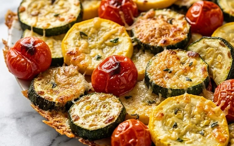 Roasted Garlic-Parmesan Zucchini, Squash and Tomatoes